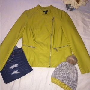 Faux Leather Jacket- Chartreuse color Amazing!!